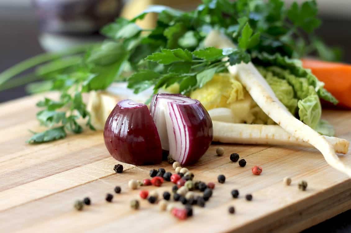 Vegetables on chopping board