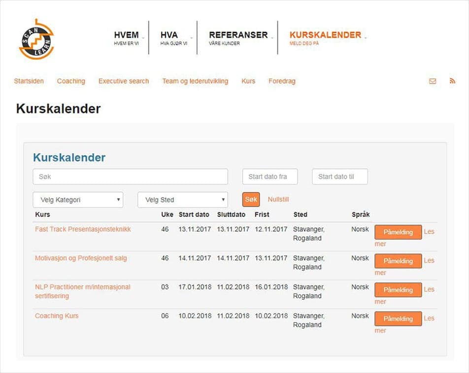 Online registration system Scanlearn