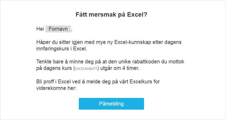 Mail for å få tidligere deltakere tilbake