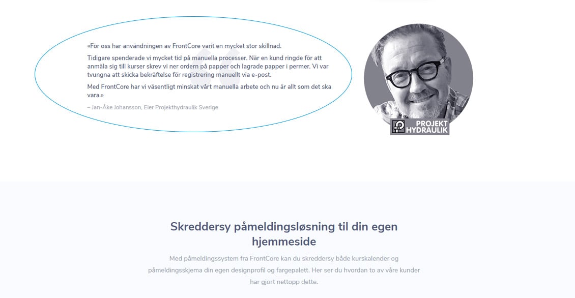 Eksempel kundeomtale på produktside
