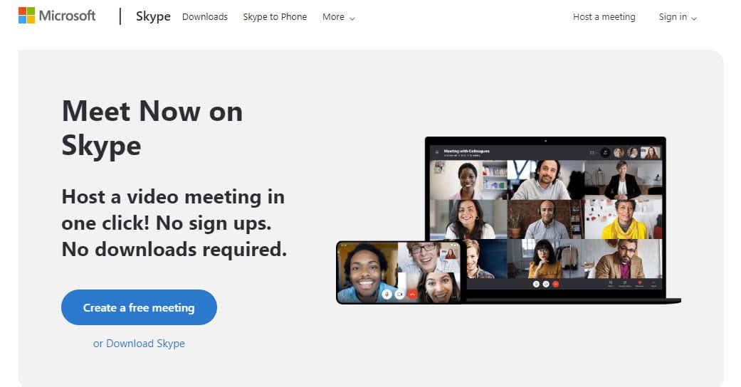 Microsoft Skype front page