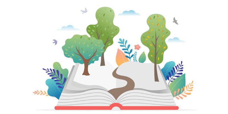 what is storytelling? open book with trees