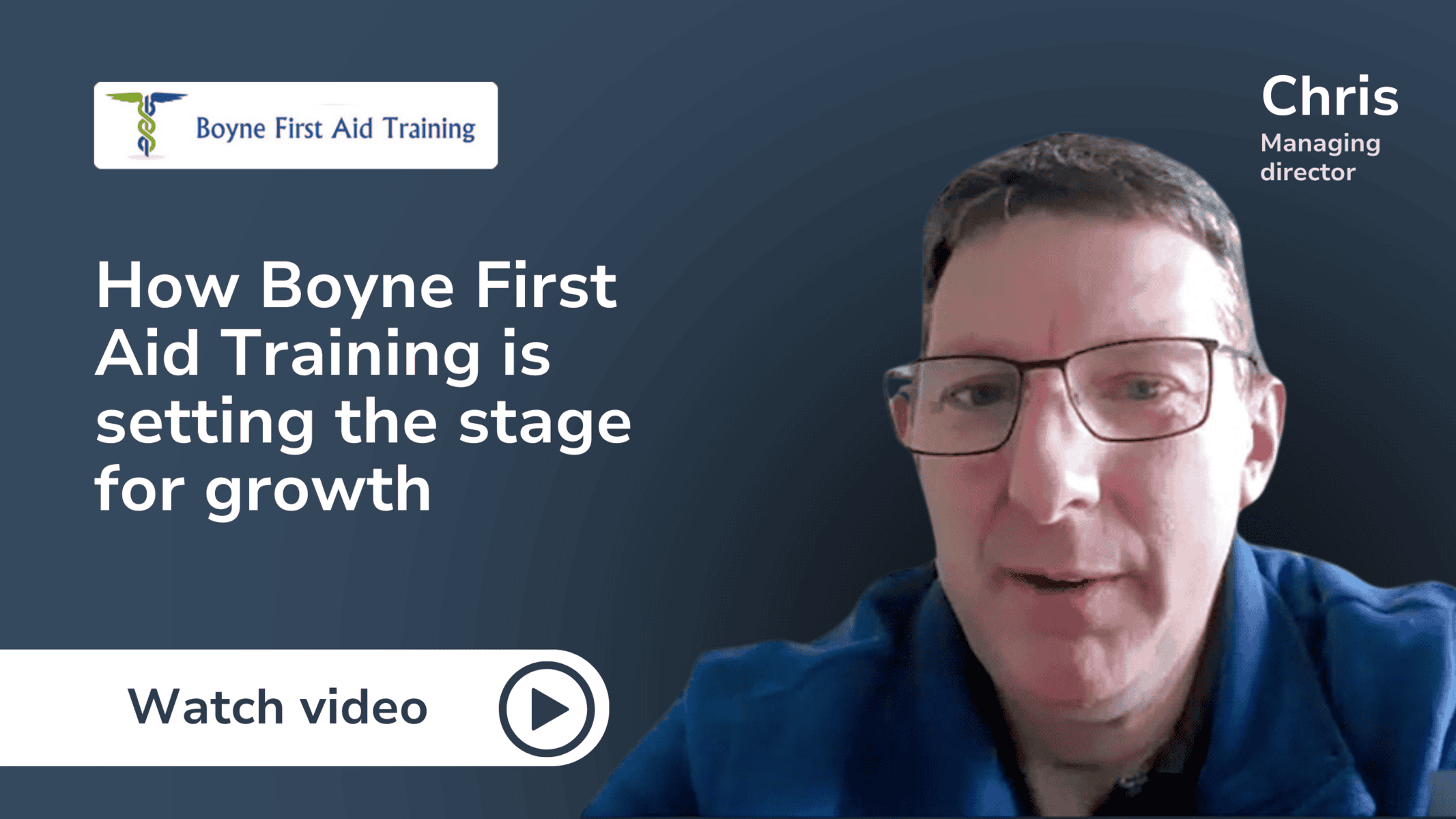 Boyne First Aid Training webinar thumbnail with instructor presenting in front of a screen